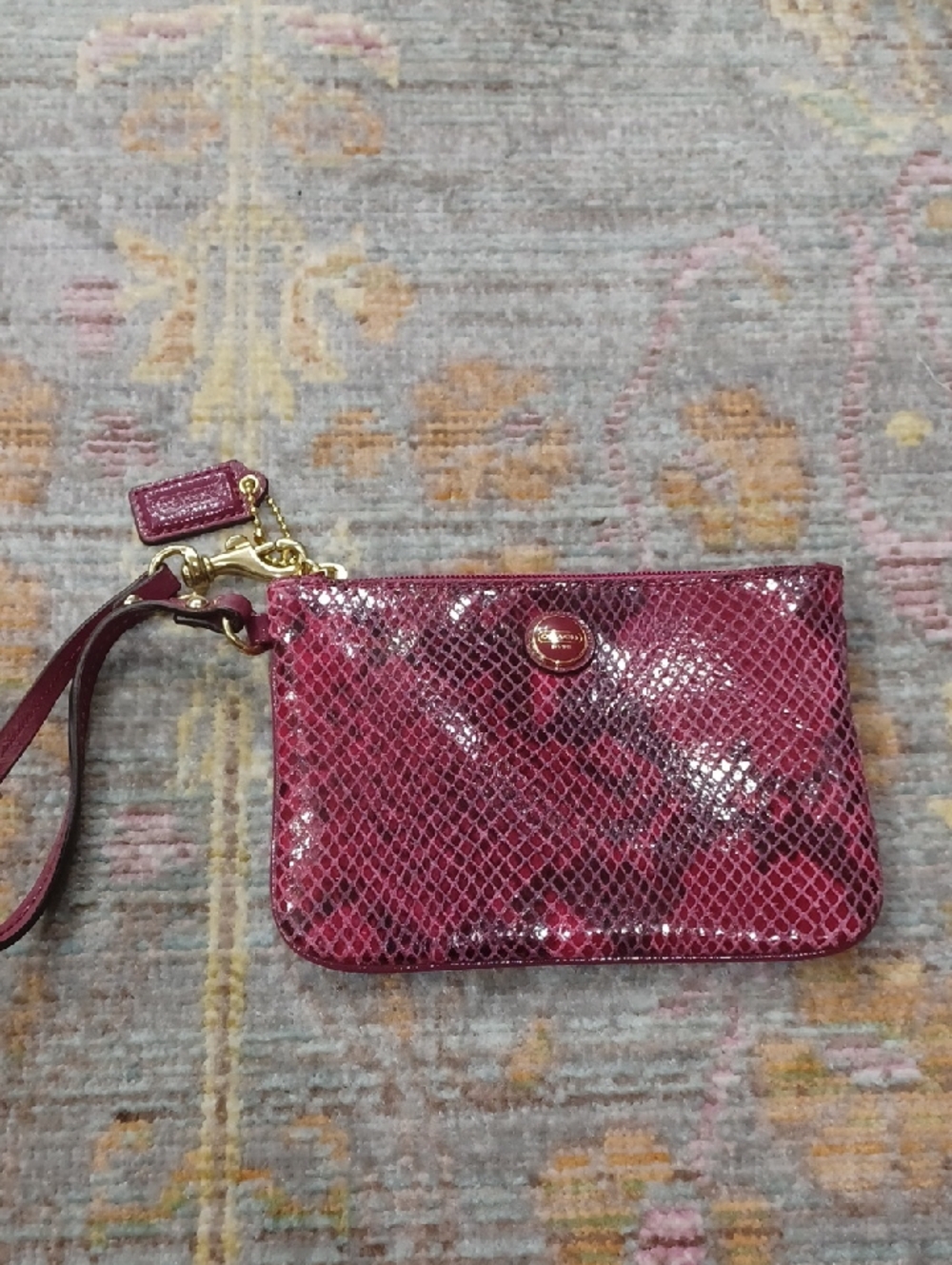 Coach Python Leather Wristlet - Picture 2 of 7